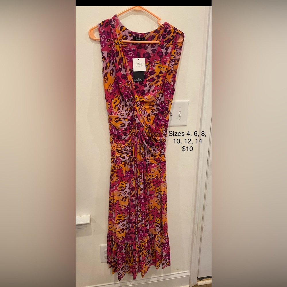 Nicole Miller Pink and Purple Sheath Maxi Dress